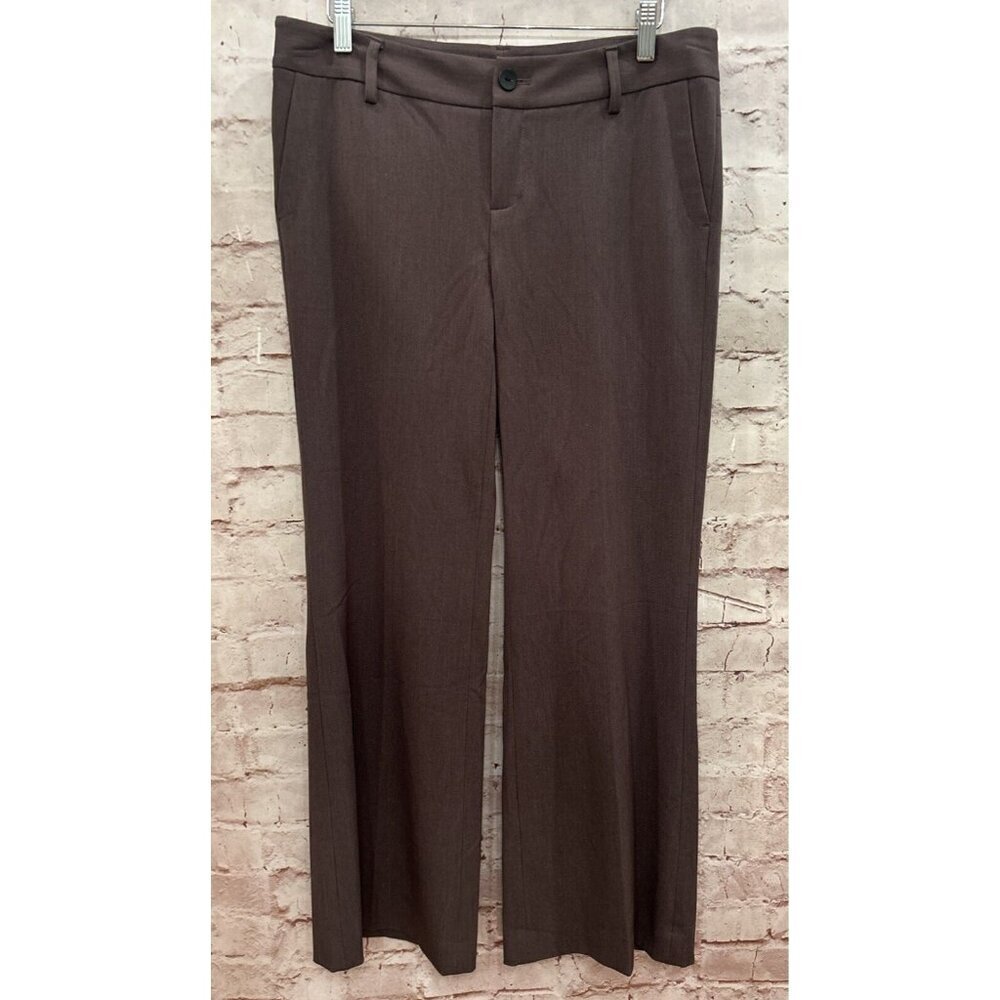 EDDIE BAUER Petite 8P Shaw Fit Trouser Pant Flat Front Stretch Brown Heather NEW